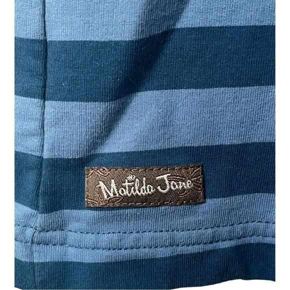 Matilda Jane Blue Stripe Fall Breeze Jacket Mod Button Up Women Size Medium - Picture 10 of 12